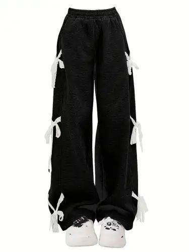 Black bow jeans